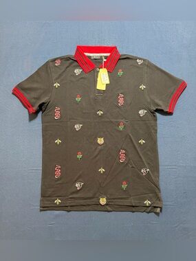 Cotton Blend NWT L Focus Embroidered Animal Polo Shirt